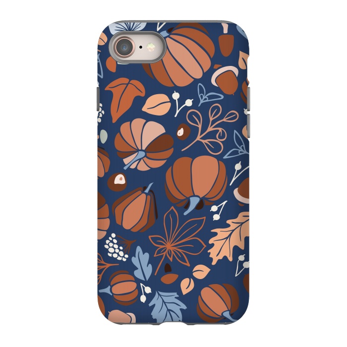 iPhone SE StrongFit Fall Fruits in Navy and Orange by Paula Ohreen