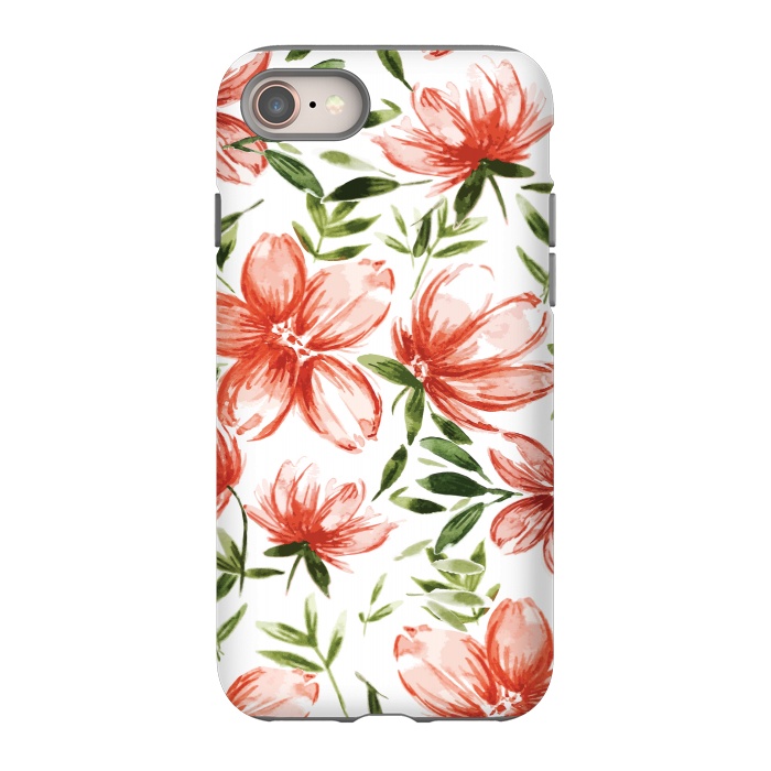 iPhone SE StrongFit Red Watercolor Flowers by Bledi