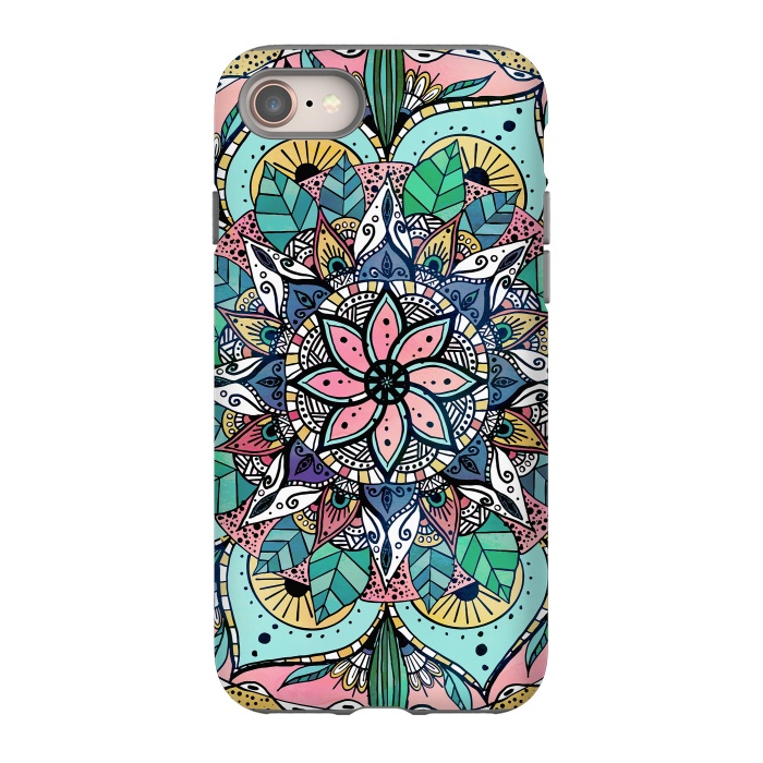 iPhone SE StrongFit Bohemian Colorful Watercolor Floral Mandala by InovArts