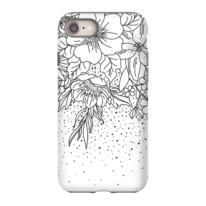 iPhone SE StrongFit Cute Black White floral doodles and confetti design by InovArts