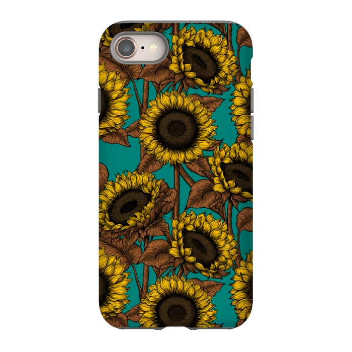 iPhone SE StrongFit Sunflowers on turquoise by Katerina Kirilova