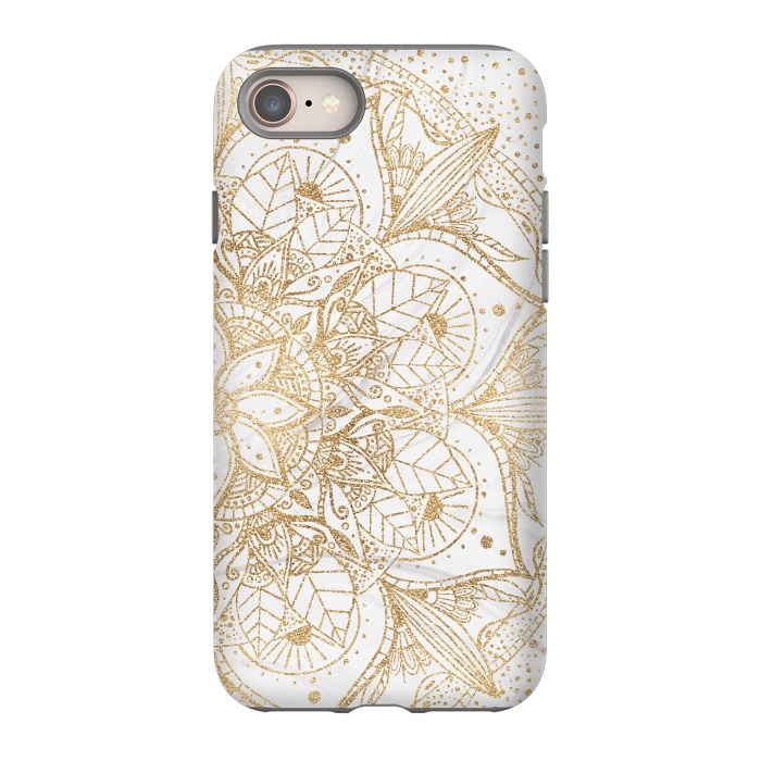 iPhone SE StrongFit Trendy Gold Floral Mandala Marble Design by InovArts