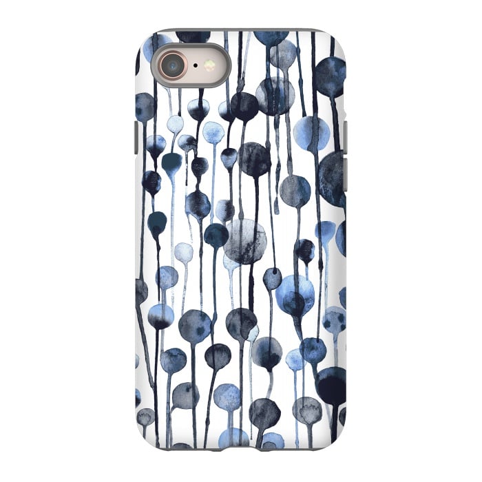 iPhone SE StrongFit Dripping Watercolor Dots Navy by Ninola Design