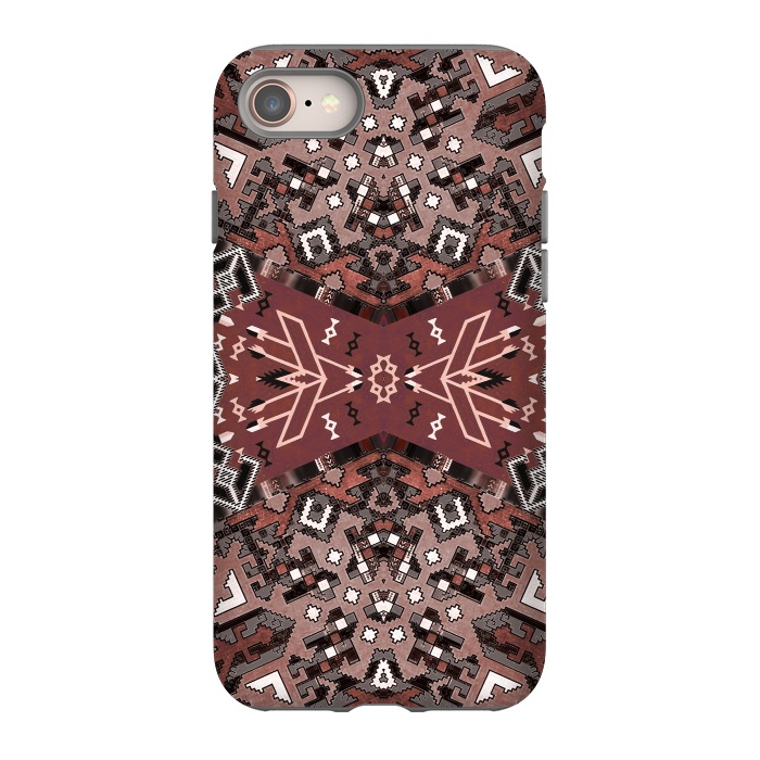 iPhone SE StrongFit Ethnic geometric pattern in autumnal brown by Oana 