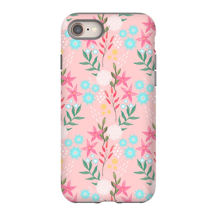 iPhone SE StrongFit Cute Pink Flowers Creative Art Pattern by InovArts
