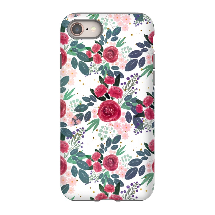 iPhone SE StrongFit Cute Rose Pink Peonies Watercolor Paint Gold Dots Design by InovArts