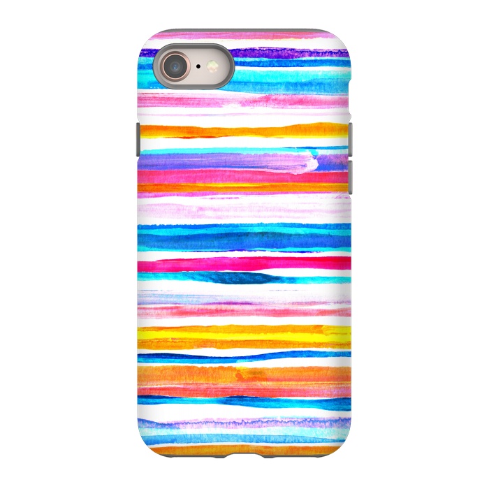 iPhone SE StrongFit Bright Hand Painted Gouache Beach Chair Stripes by Micklyn Le Feuvre