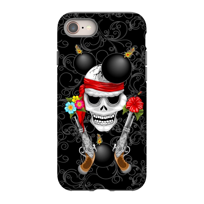 iPhone SE StrongFit Pirate Skull, Ancient Guns, Flowers and Cannonballs by BluedarkArt