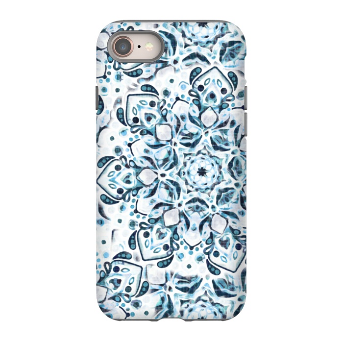 iPhone SE StrongFit Stained Glass Mandala - Aqua Snowflake  by Tigatiga
