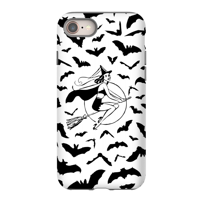 iPhone SE StrongFit Witch and flying bats vintage illustration by Oana 