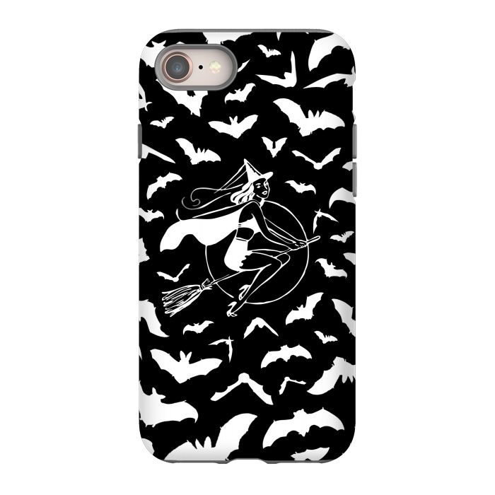 iPhone SE StrongFit Pin-up witch and flying bats pattern by Oana 
