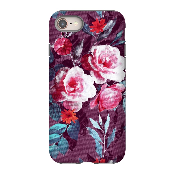iPhone SE StrongFit Retro Rose Chintz in Magenta and Plum by Micklyn Le Feuvre