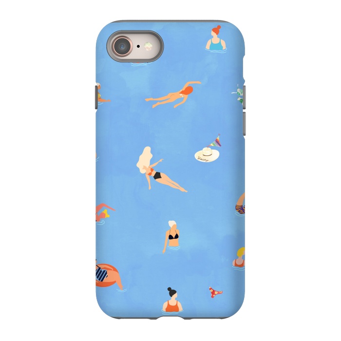 iPhone SE StrongFit Summer Weekend in The Ocean Watercolor Swim Painting | Travel People Chic Eclectic Boho Fun by Uma Prabhakar Gokhale