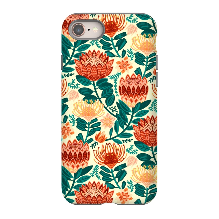 iPhone SE StrongFit Protea Chintz - Orange & Teal  by Tigatiga