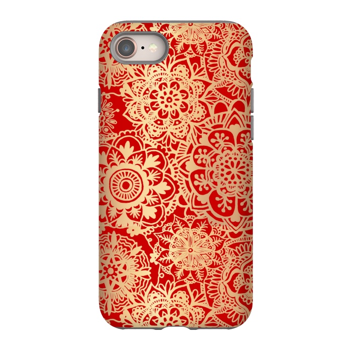 iPhone SE StrongFit Red and Gold Mandala Pattern by Julie Erin Designs