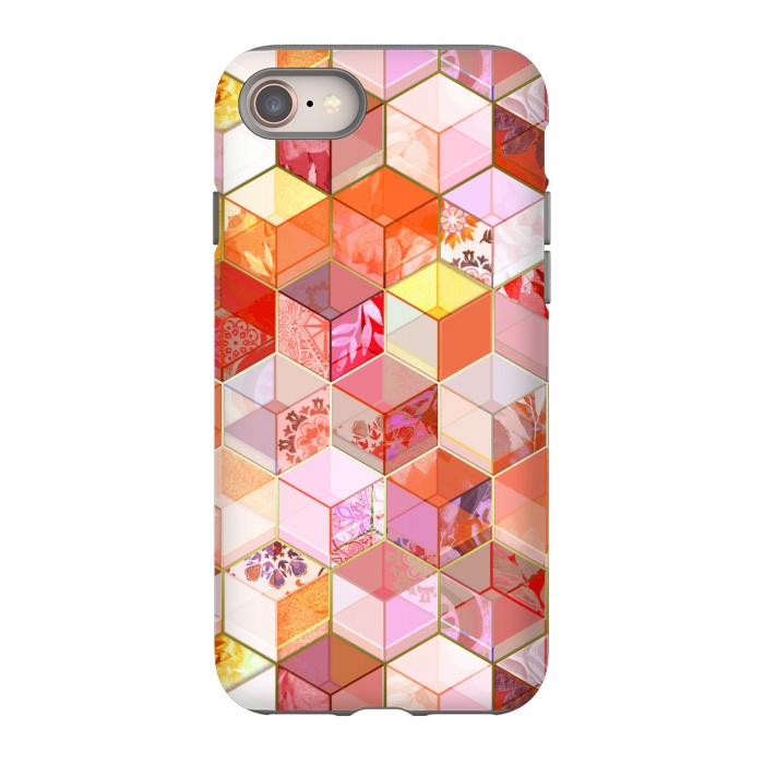 iPhone SE StrongFit Gold and Garnet Kaleidoscope Cubes by Micklyn Le Feuvre