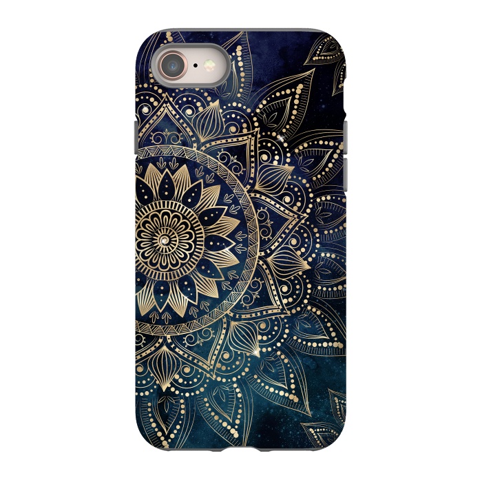 iPhone SE StrongFit Elegant Gold Mandala Blue Galaxy Design by InovArts
