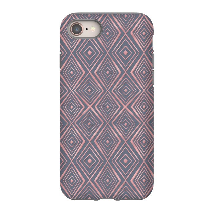 iPhone SE StrongFit Stylish Rose Gold Diamond Shapes Doodles Gray Pattern by InovArts