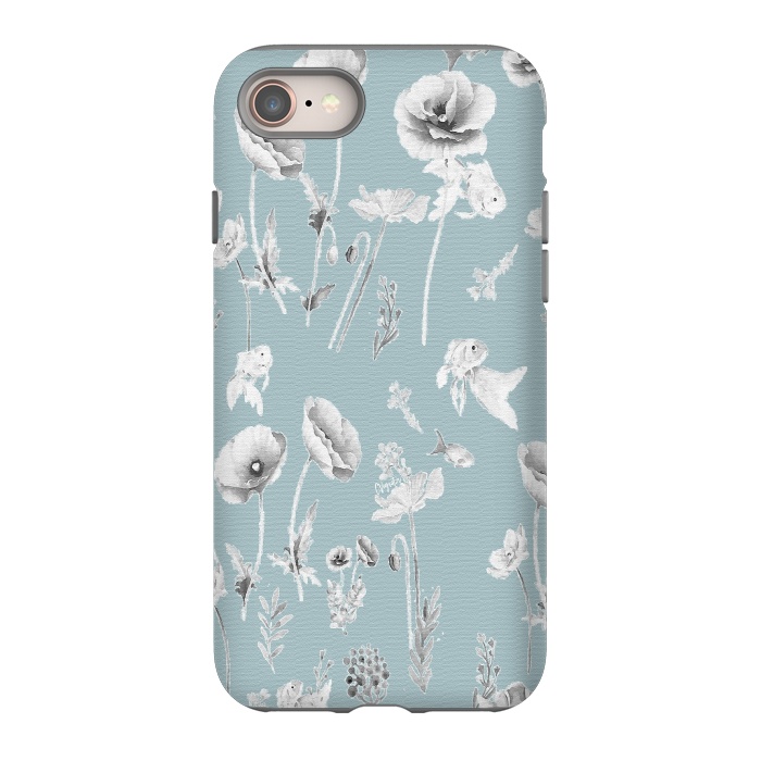 iPhone SE StrongFit Fishes & Garden-Powder Blue by ''CVogiatzi.