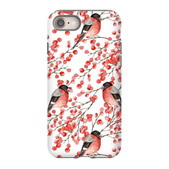 iPhone SE StrongFit Bullfinch and berries by Julia Badeeva