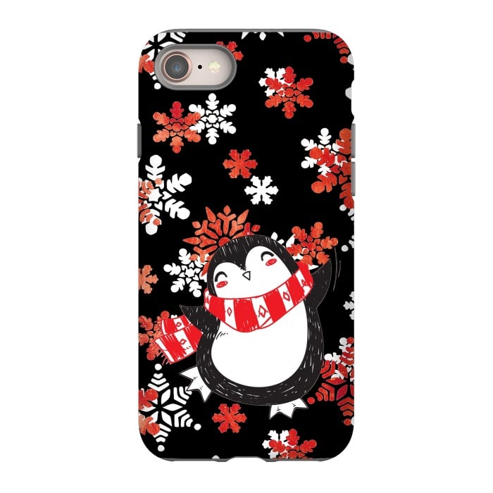 iPhone SE StrongFit Cute penguin and winter snowflakes Jolly Christmas illustration by Oana 