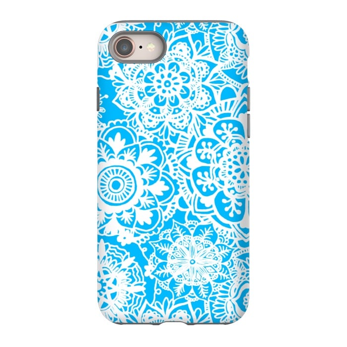 iPhone SE StrongFit Blue and White Mandala Pattern by Julie Erin Designs