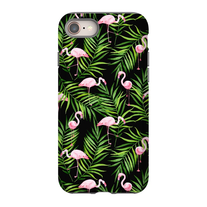 iPhone SE StrongFit Pink flamingo ang palm leaves by Julia Badeeva