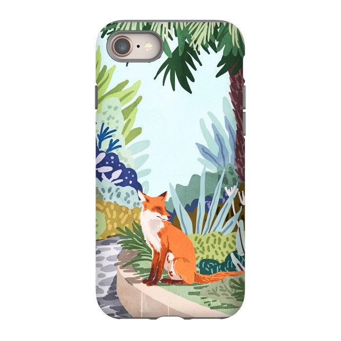 iPhone SE StrongFit Fox in The Garden | Animals Wildlife Botanical Nature Painting | Boho Colorful Jungle Illustration by Uma Prabhakar Gokhale