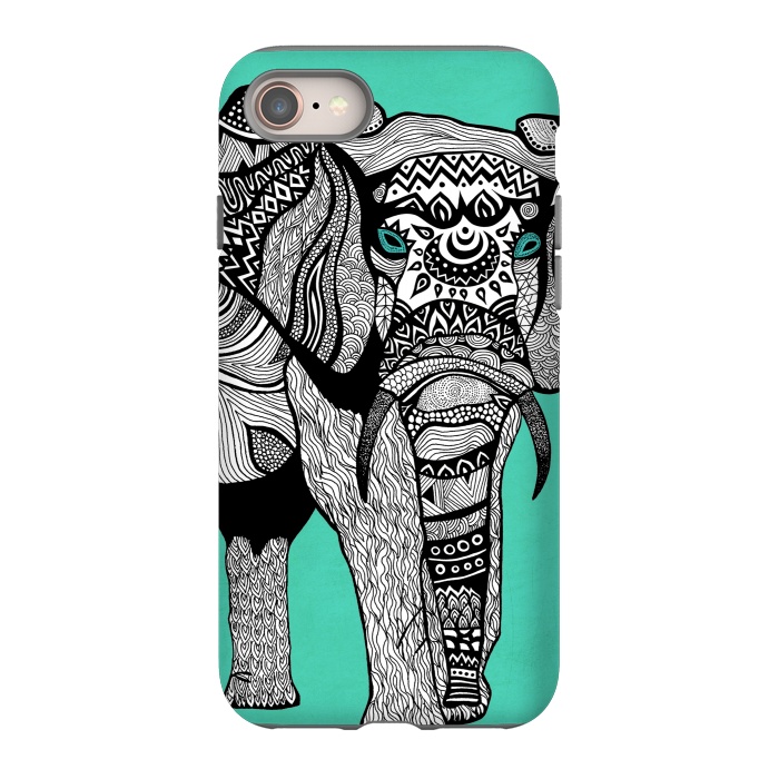 iPhone SE StrongFit Turquoise Elephant by Pom Graphic Design