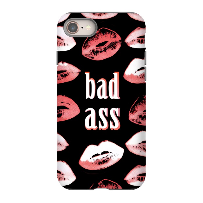 iPhone SE StrongFit Badass lipstick kisses quote design by Oana 