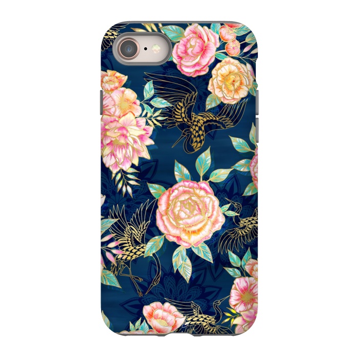 iPhone SE StrongFit Gilded Peonies and Cranes by gingerlique
