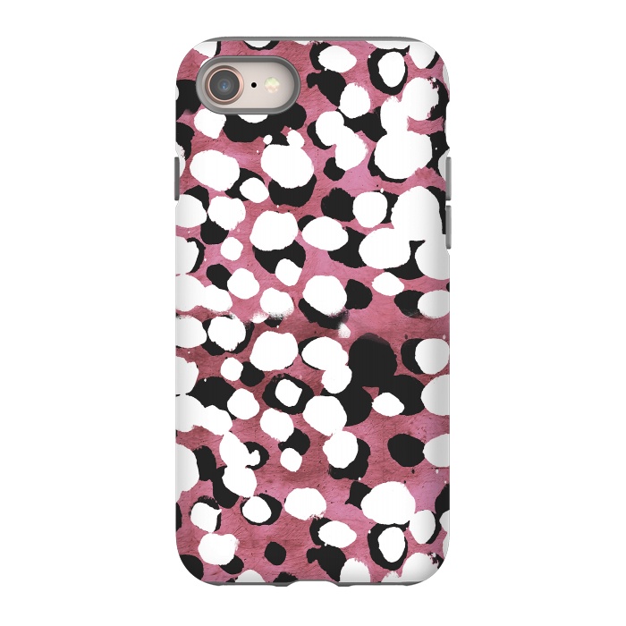 iPhone SE StrongFit Ink spots on metallic pink stone by Oana 