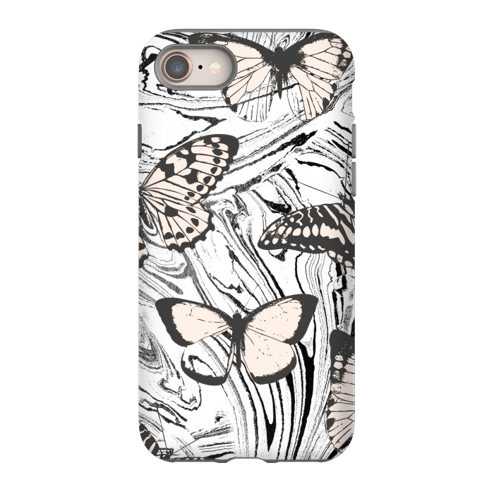 iPhone SE StrongFit Butterflies and black ink marble by Oana 