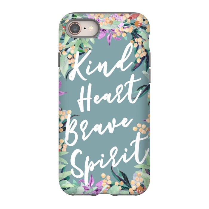 iPhone SE StrongFit Kind Brave inspirational typography and watercolor flowers by Oana 