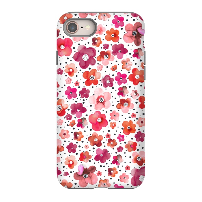 iPhone SE StrongFit Beautiful Naive Coral Flowers Dots by Ninola Design