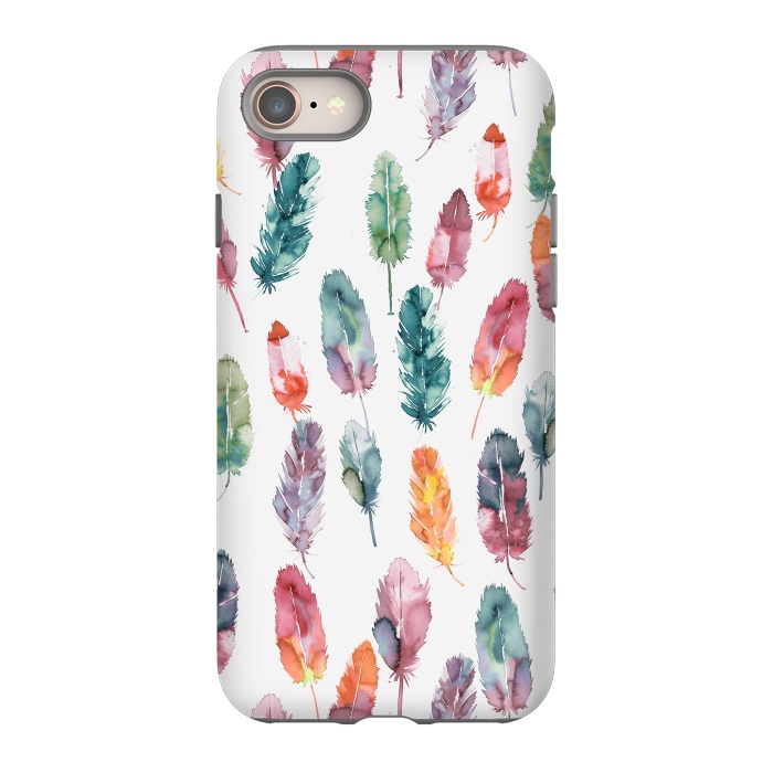 iPhone SE StrongFit Bohemian Feathers Watercolor Colorful by Ninola Design