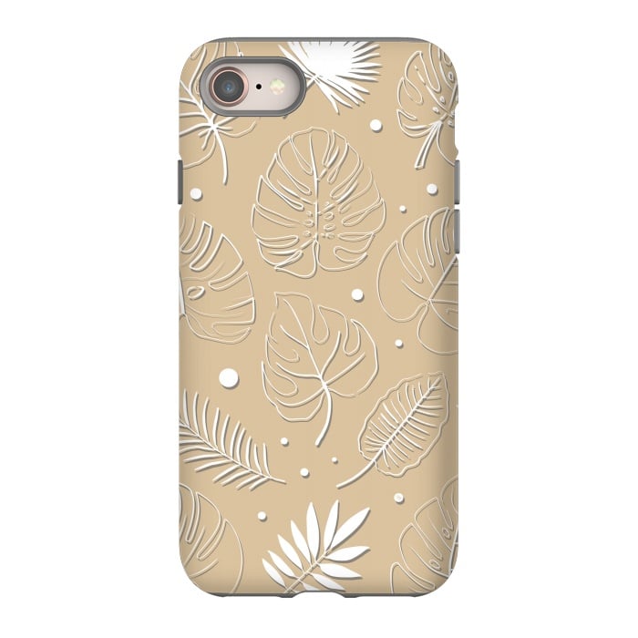 iPhone SE StrongFit Tropical Beige leaves by Martina