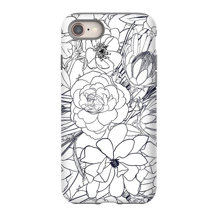 iPhone SE StrongFit Modern Line Art Hand Drawn Floral Girly Design by InovArts