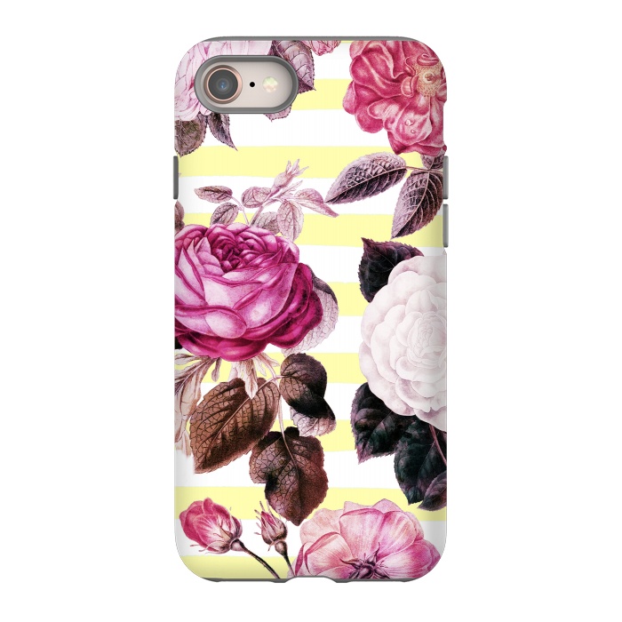 iPhone SE StrongFit Vintage romantic roses and bright yellow stripes by Oana 