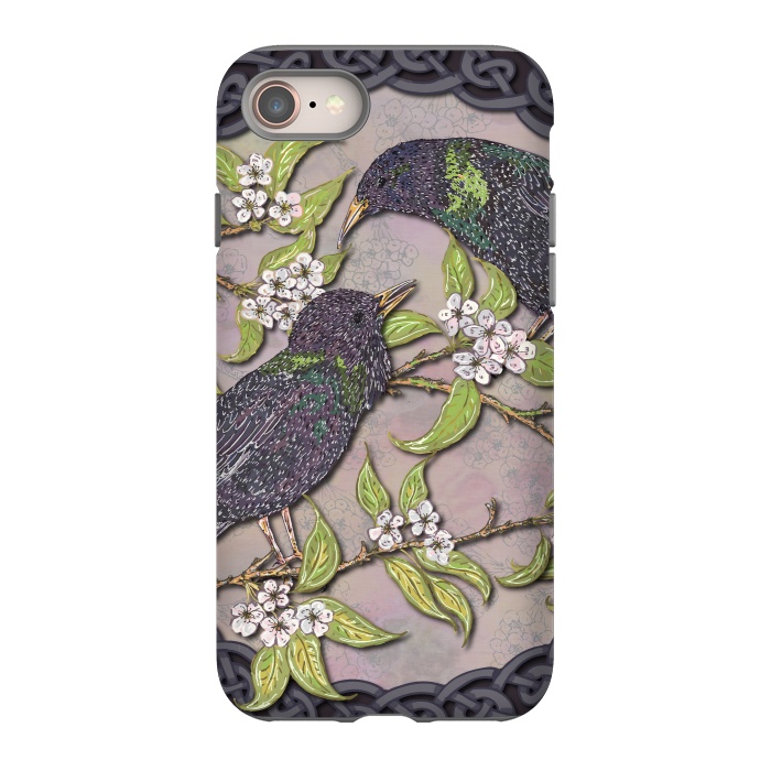 iPhone SE StrongFit Celtic Starlings in Blossom by Lotti Brown