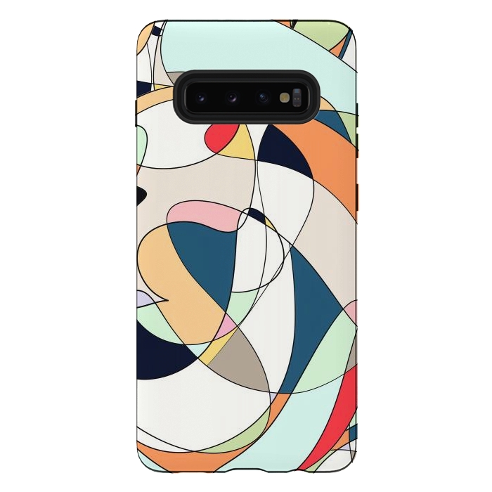 Galaxy S10 plus StrongFit Modern Colorful Abstract Line Art Design by InovArts