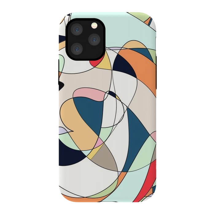 iPhone 11 Pro StrongFit Modern Colorful Abstract Line Art Design by InovArts