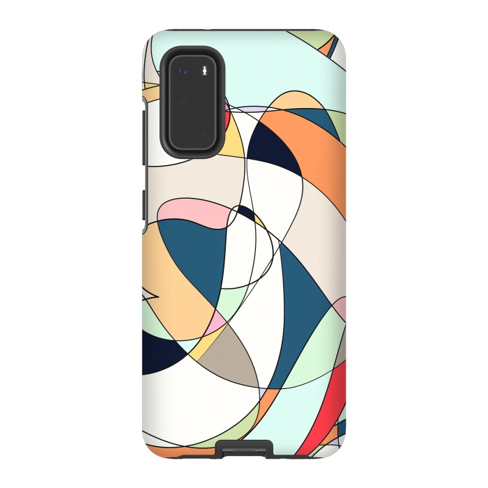 Galaxy S20 StrongFit Modern Colorful Abstract Line Art Design by InovArts