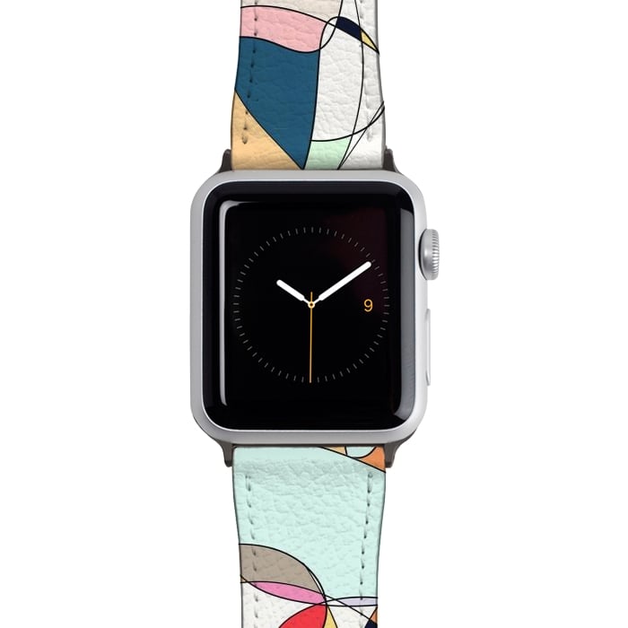 Watch 38mm / 40mm Strap PU leather Modern Colorful Abstract Line Art Design by InovArts
