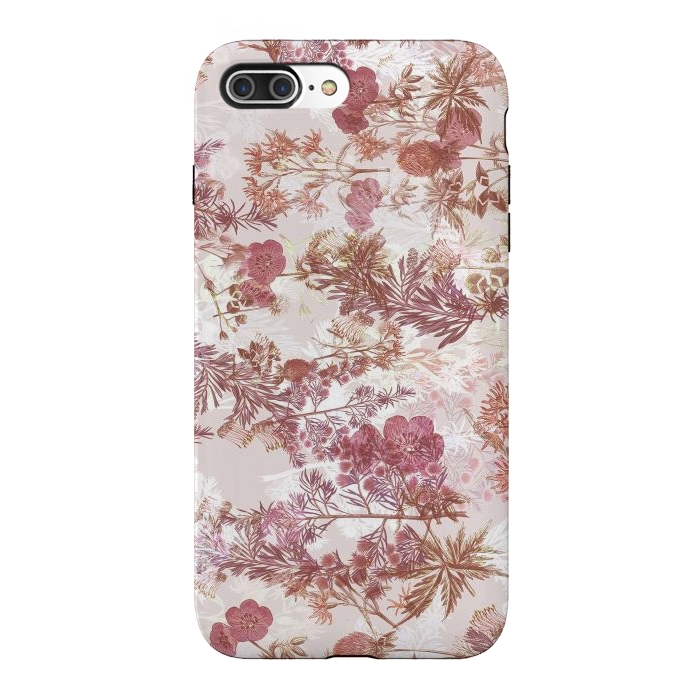 iPhone 7 plus StrongFit Pastel pink botanical flower garden by Oana 