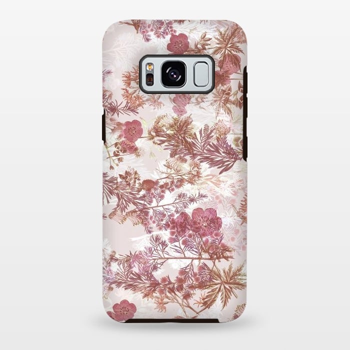 Galaxy S8 plus StrongFit Pastel pink botanical flower garden by Oana 