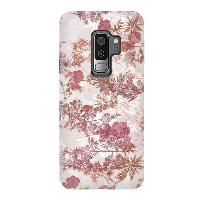Galaxy S9 plus StrongFit Pastel pink botanical flower garden by Oana 