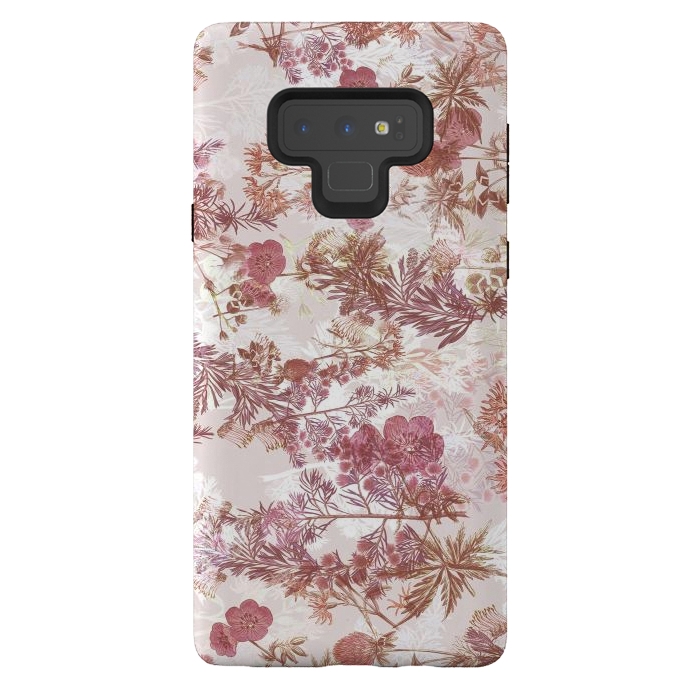 Galaxy Note 9 StrongFit Pastel pink botanical flower garden by Oana 