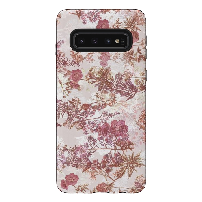 Galaxy S10 StrongFit Pastel pink botanical flower garden by Oana 