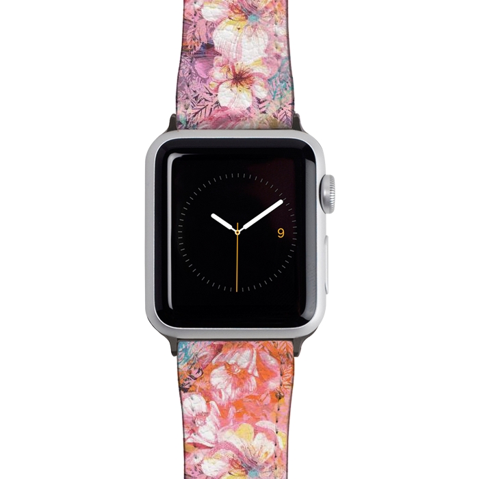 Watch 38mm / 40mm Strap PU leather Colorful brushed roses painting by Oana 